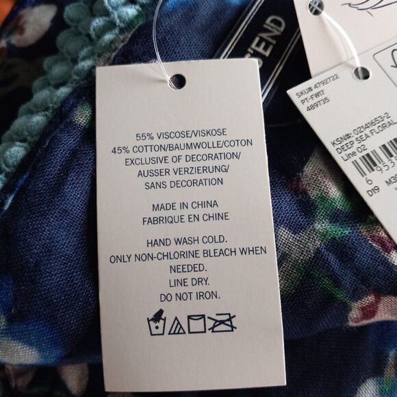 NWT Lands'End Deep Sea Floral Bloom Scarf - Picture 6 of 7